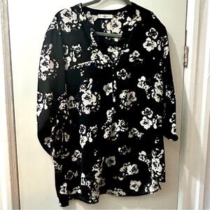 Black and white floral blouse